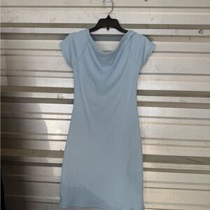 Sky Blue Cap Sleeve Midi Dress